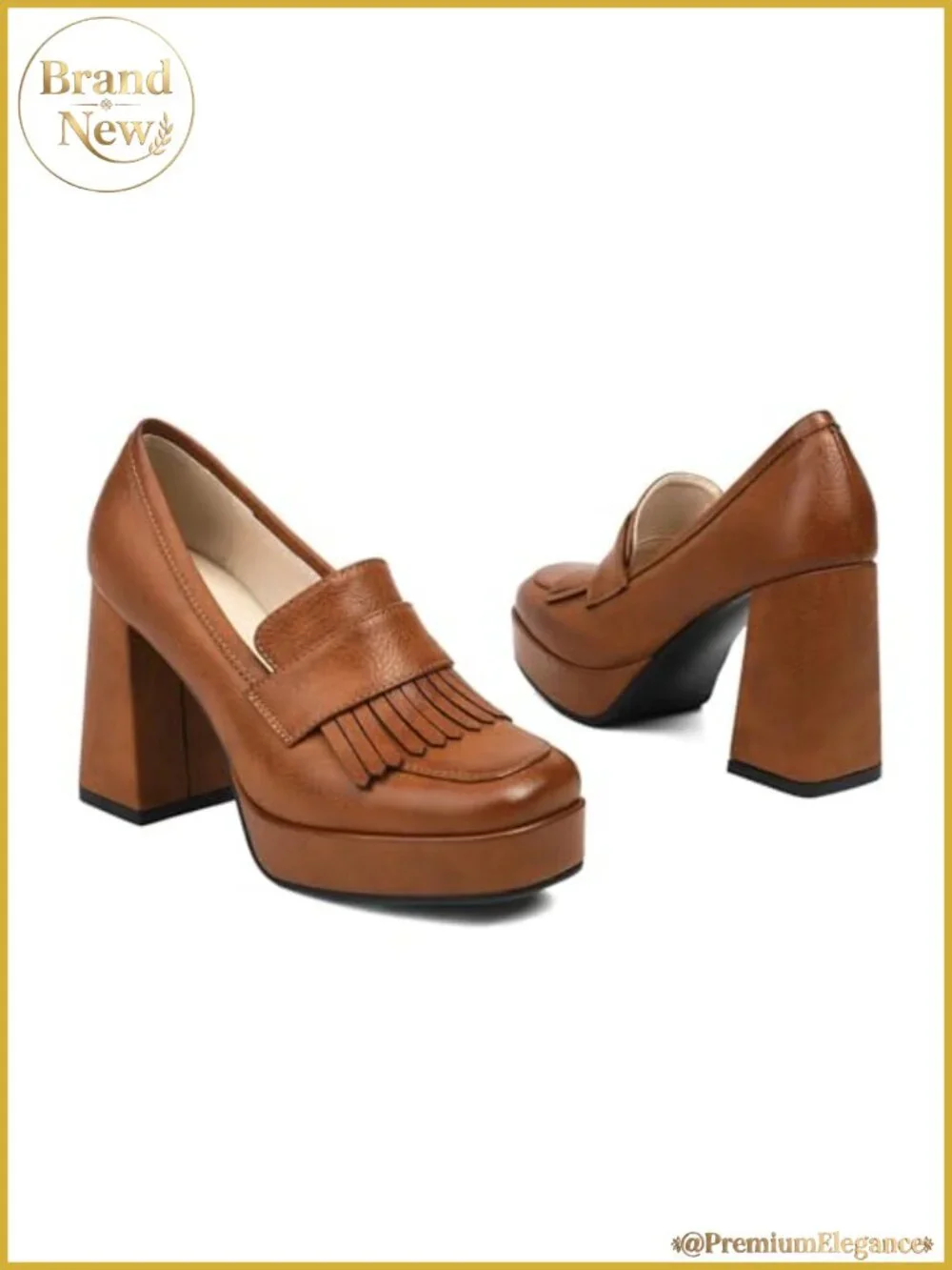 Women's Heeled Loafers Platform Chunky High Heel Dress Loafers